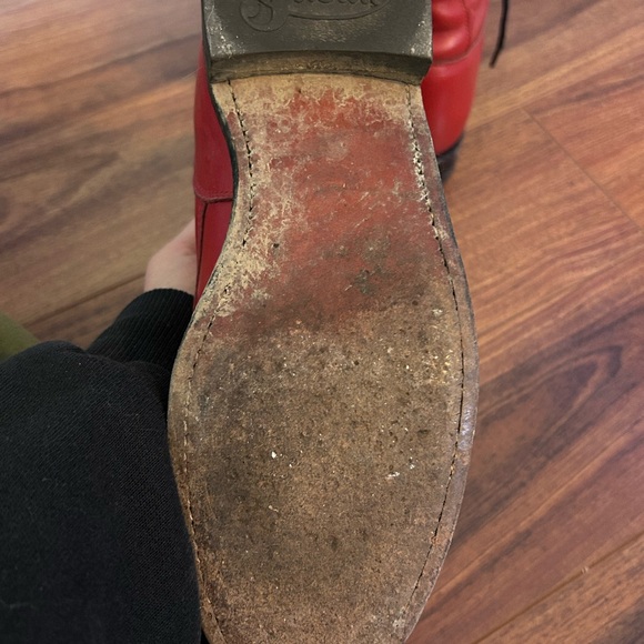 Vintage Justin Roper Cherry Red Leather Lace Up Boots - Picture 12 of 13